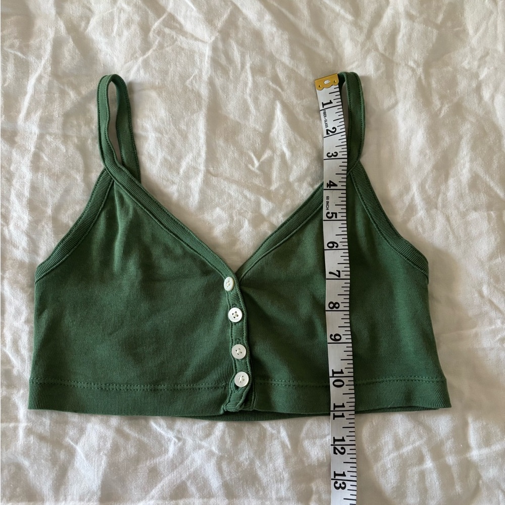 Madewell V Neck Button Front Crop Tank XS Green $35 - Picture 6 of 7